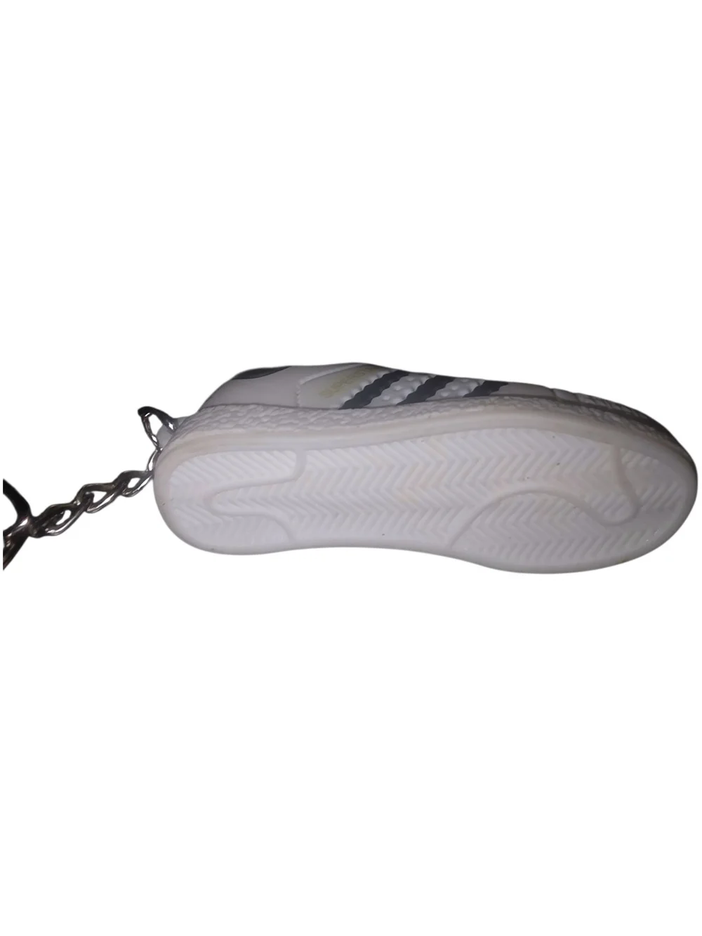 Adidas  Superstar Shelltoe 3D Sneaker Keychain with Black Stripes - White